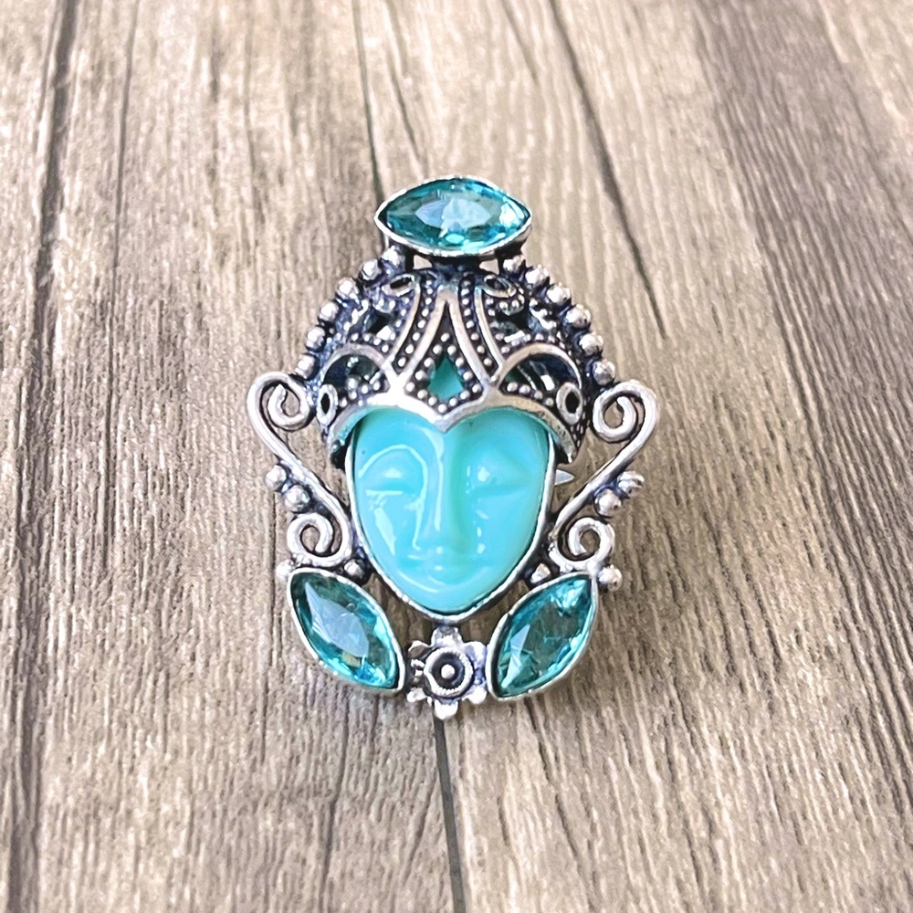 Carved Goddess Face Ring